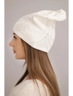 Dámská zimní čepice z vlny s dvojitým ohrnovacím lemem K426 oranžová