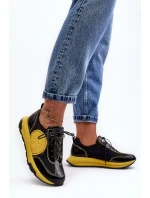 Dámské kožené sportovní boty Maciejka 06295-01 černá a žlutá