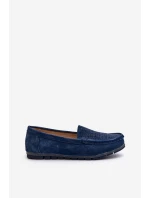 Dámské modré semišové mokasíny S.Barski LR755