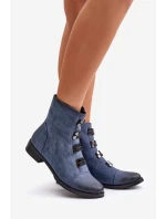 Zateplené dámské boty na zip modré Evalith