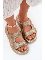 Zdobené Dámské Sandály Na Platformě Zlaté Jestella
