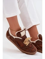 Dámské tenisky na platformě s teplým kožíškem hnědé Solvia