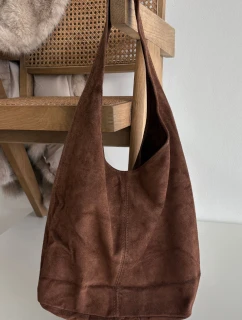 Kožená semišová hnědá taška Rilith