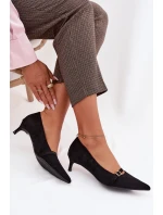 Dámské lodičky na nízkém podpatku s ozdobným páskem Černé Pirela