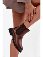 Dámské kotníkové boty – hnědé Rivelia, zateplené se zipem