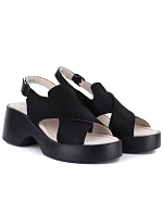 Dámské kožené sandály na platformě černé S.Barski 7005