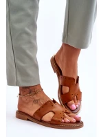 Zazoo 40326 Dámské žabky s ozdobnými výřezy hnědé