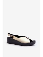 Kožené Dámské Sandály Na Klínu A Platformě S.Barski KV51-020 Zlaté