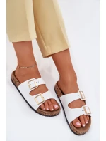 Dámské sandály s přezkami z ekologické kůže bílé Iskira Dámské sandály s přezkami z ekologické kůže bílé Iskira