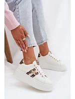 Dámské tenisky na platformě s přezkou Bílá leopardí vzor Palvessa