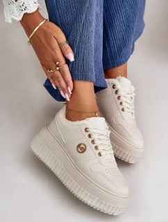 Tenisky Sportovní Boty Dámské Zateplené Na Masivní Podešvi Béžové Verissha