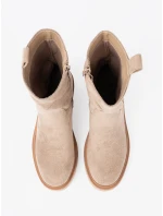 Výborné dámské hnědé  kotníčkové boty na plochém podpatku