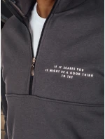 Pánská grafitová mikina s potiskem FashionStreet BX5888 Pánská grafitová mikina s potiskem FashionStreet BX5888