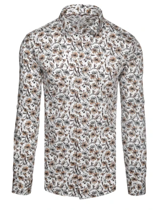 Pánská květinová bílá košile FashionStreet DX2667