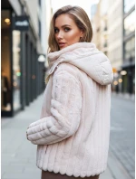 Dámská kožešinová bunda s kapucí růžová FashionStreet TY5277z