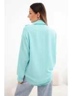 Dámská viskózová košile s dlouhým rukávem a volánky mentolová