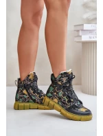 Kožené Ploché Šněrovací Boty Maciejka 06158-07 Žluto-Černé