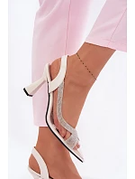 Průhledné sandály s kamínky na podpatku Vinceza 62282 světle béžové