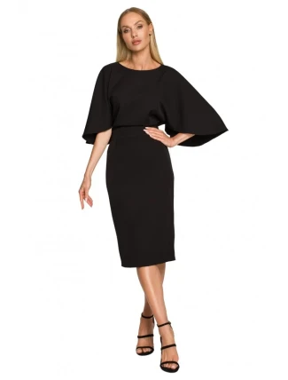 M700 Pouzdrové šaty s kimonovými rukávy - černé M700 Pouzdrové šaty s kimonovými rukávy - černé