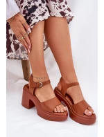 Dámské Sandály Na Masivním Podpatku A Platformě Z Eko Kůže Camel Korlevia