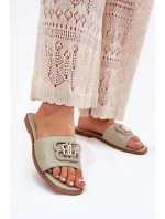 Ploché Dámské Pantofle S Ozdobným Detalem Zelené Nenitta