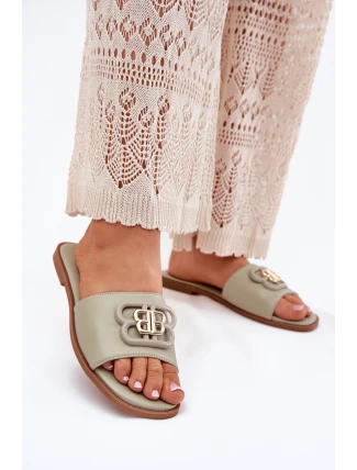 Ploché Dámské Pantofle S Ozdobným Detalem Zelené Nenitta