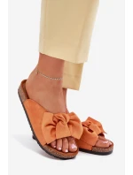 Dámské Pantofle Na Korek S Mašlí Oranžové Seressa