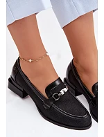 Dámské polobotky na podpatku s ozdobným detailem Černé Meliva