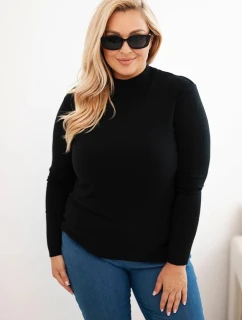 Dámský svetr Plus Size z viskózy s rolákem černý