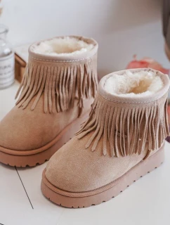 Ocieplené Botky Sněžky Dětské Se Zdobnými Frézami Bežové Nimia