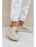 Dámské Kožené Tenisky CheBello 4411 Světle Béžové