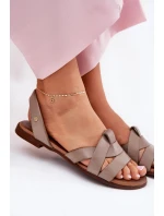Zazoo 40185 Pohodlné Kožené Nazouvací Sandály Tmavě Béžové