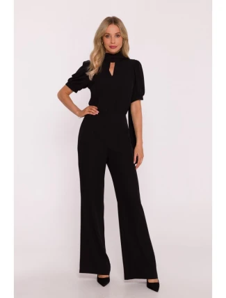 S421 Kombinéza s mašlí na zavazování - černá