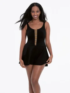 Jednodílné plavky se sukýnkou 7322 M3 černo-hnědé - Anita