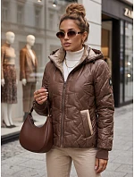 Dámská přechodová bunda s odnímatelnou kapucí, hnědá, FashionStreet TY5779 Dámská přechodová bunda s odnímatelnou kapucí, hnědá, FashionStreet TY5779