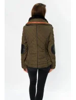 Krótka zimowa pikowana damska kurtka brązowa (wz105)