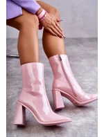 Dámské lakované kozačky Růžove Margit