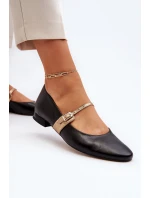 Dámské kožené baleríny na plochém podpatku Laura Messi 2774 černé