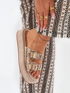 Dámské Sandały Na Platformě S Přezkami A Pleteninou Khaki Limme