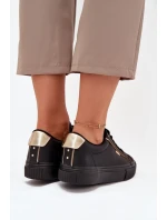 Dámské tenisky z eko kůže Big Star – černo-zlaté