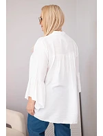 Dámská viskózová halenka Plus Size s volánovým rukávem a výstřihem do V bílá Dámská viskózová halenka Plus Size s volánovým rukávem a výstřihem do V bílá