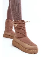 Dámské sněhule na tlusté podešvi tmavě béžové Lureta