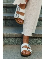 Dámské Pantofle Na Korek Platformě S Přezkami Bílé Redore