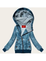 Světle modrá vypasovaná dámská mikina s asymetrickým zipem LHD (AMG-61)