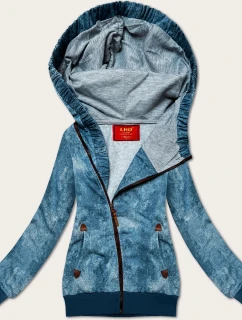 Světle modrá vypasovaná dámská mikina s asymetrickým zipem LHD (AMG-61)