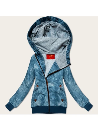 Světle modrá vypasovaná dámská mikina s asymetrickým zipem LHD (AMG-61)