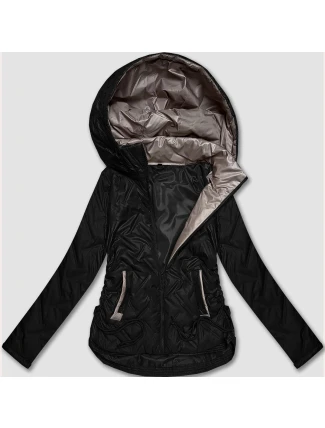 Černá lehká dámská plus size bunda s kapucí S'West (B8558-1)