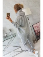 Zateplený set s mikinou s kapucí šedý