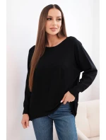 Dámský svetr s delším zadním dílem a raženou hvězdou černý