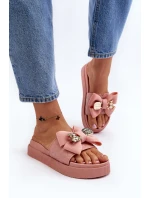 Dámské Žabky S Mašlí a Plyšovým Medvídkem Růžové Katterina Dámské Žabky S Mašlí a Plyšovým Medvídkem Růžové Katterina